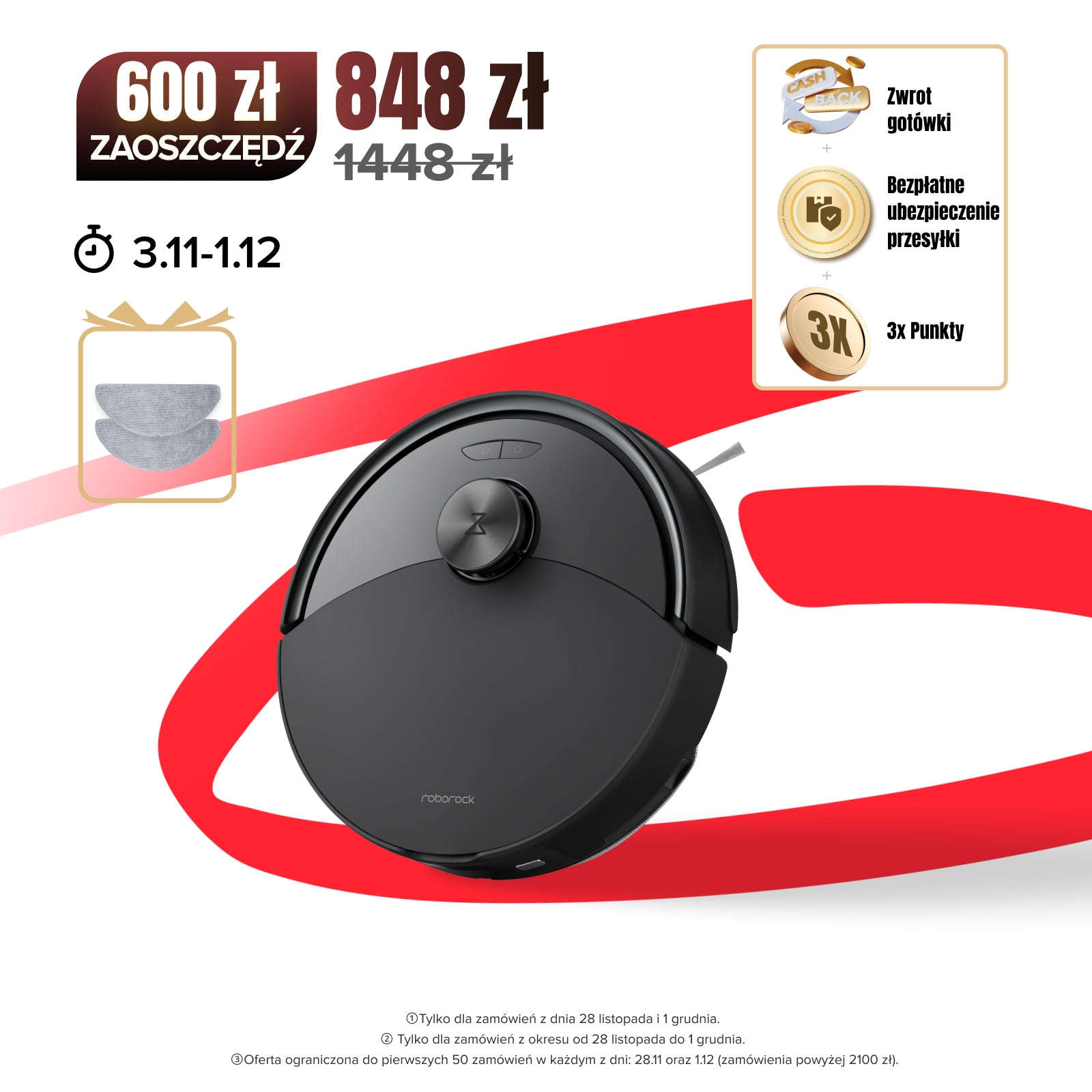 Roborock Q10 S5 Set Robot odkurzający i mopujący