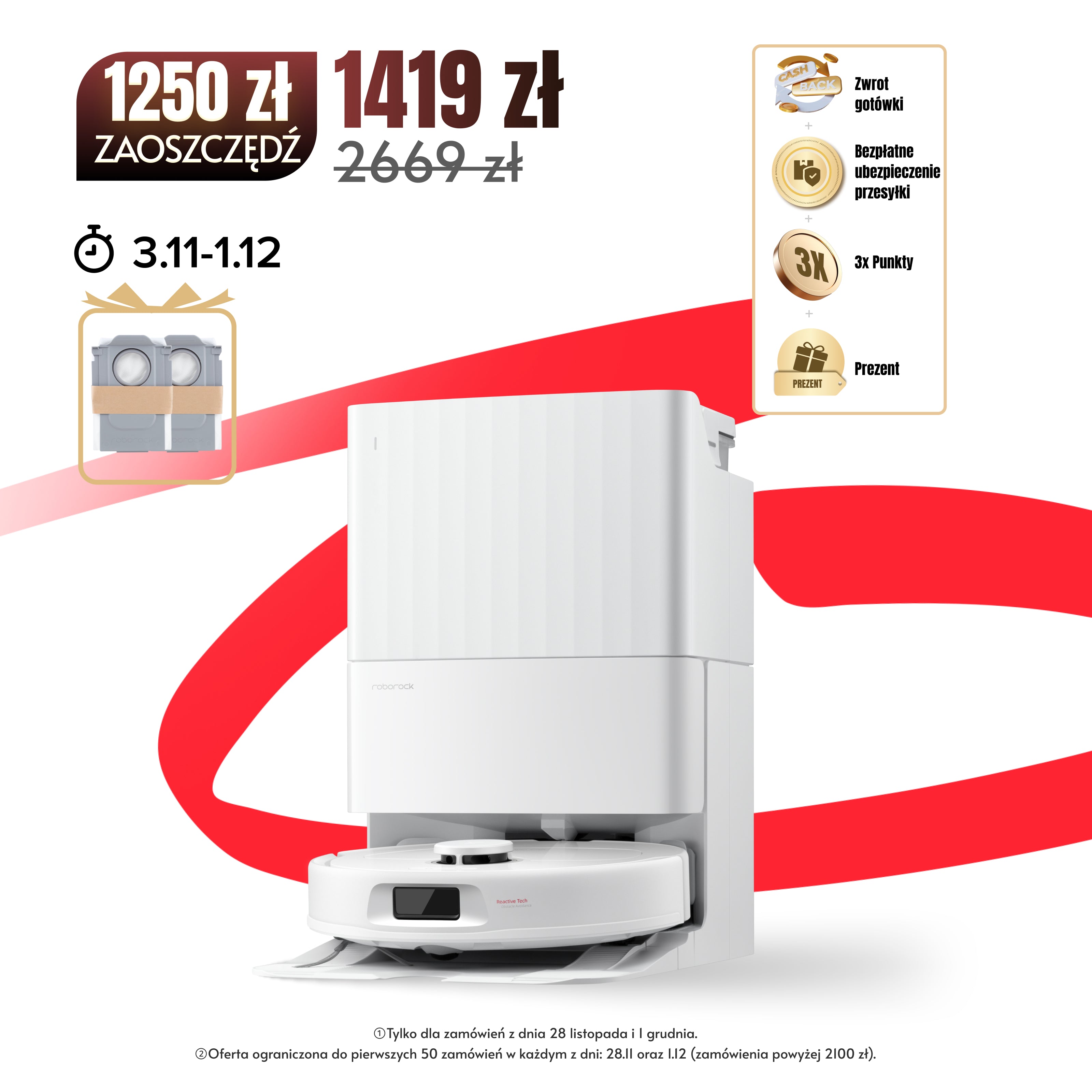 Roborock QV35A Set robot sprzątający – Zaktualizowana wersja Qrevo S